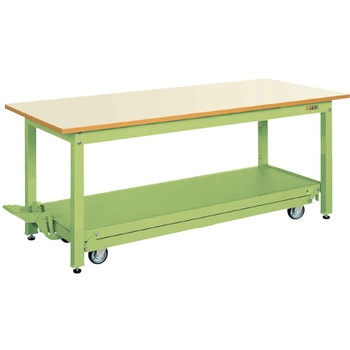 軽量作業台(KK/350kg/ポリエステル天板/H740/ペダル昇降移動式) サカエ