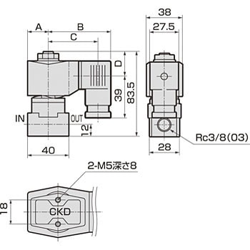 直動式2ポート弁 通電時開形 AB CKD 汎用流体用ソレノイドバルブ