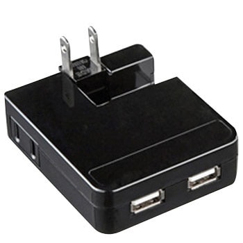 ACA-IP25BK USB充電タップ型ACアダプタ(出力2.1A*2ポート) サンワサプライ 40139976