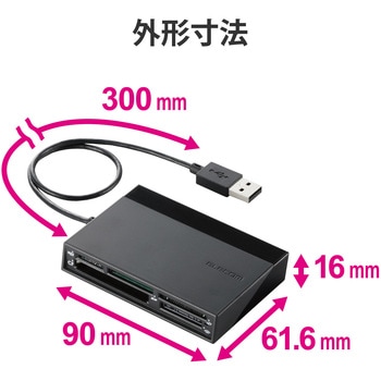 カードリーダー USBハブ付き 48+5種メディア対応 [SD+MS+CF+XD] エレコム