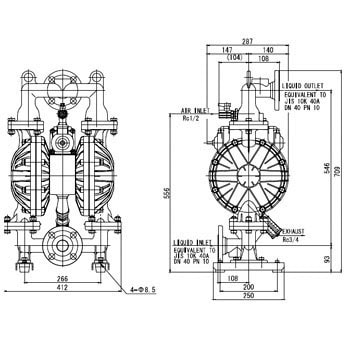 NDP-40BAT ダイアフラムポンプ(エア切替) 1個 ヤマダコーポレーション