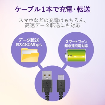 USBケーブル A-C USB2.0 認証品 高耐久 タイプC スマートフォン タブレット エレコム