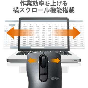 ワイヤレスマウス 無線 2.4GHz USB 3ボタン ブルーLED エコボタン付 チルトホイール搭載 MICRO GRAST SWITCH エレコム