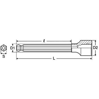 412BHTL ヘックスソケット ロング(ボールポイントタイプ) 1個 ミトロイ