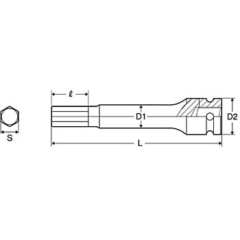 P4HT8-200 ヘックスソケット ロング(パワータイプ) 1個 ミトロイ