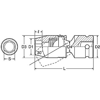 P4us10 インパクトレンチ用 ユニバーサルソケット ミトロイ 差込角 12 7 1 2 Mm Inch 形状 6角 寸法s 10mm P4us10 通販モノタロウ