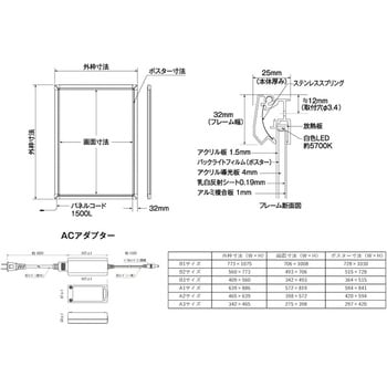 LEDパネル PGライトLEDスリム 32Sモデル 屋内用 シルバー色 サイズA1