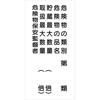 危険物標識タテ ビスまたは両面テープ(別売)仕様 グリーンクロス