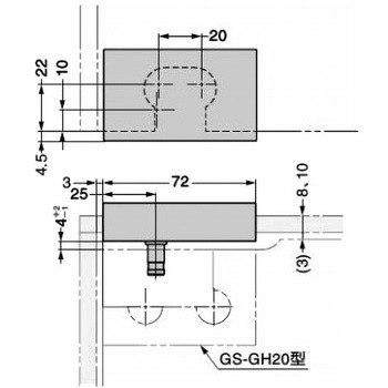 天板ガラス受 GS-GB20型 LAMP(スガツネ工業)