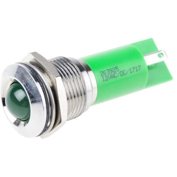 RS Pro LED表示灯， 緑 16mm， 12 V ac/dc RS PRO