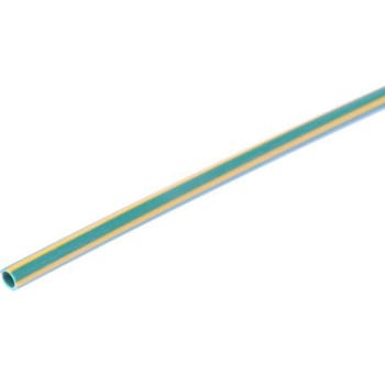 RS Pro 熱収縮チューブ， 収縮前 1.6mm， 収縮後 0.8mm， スリーブ長さ 1.2m ポリオレフィン， 緑/黄 RS PRO