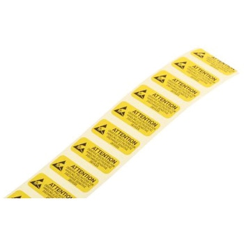 ESDラベル RS Pro 黄/黒 紙 Attention (注意) 10 x 25mm RS PRO