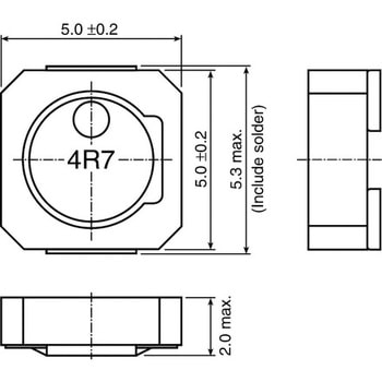TDK 巻線インダクタ (面実装)， 4.7 μH， 2.09A， シールド， 5.3 x 5 x 2mm TDK