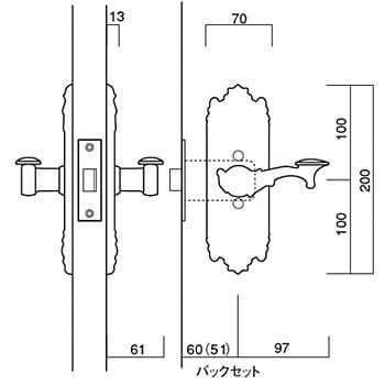 古代 装飾空錠 長沢製作所 レバーハンドル 【通販モノタロウ】