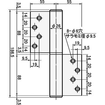 オートヒンジ 丁番型 1000シリーズ 1100型 屋内ドア用(空丁番)