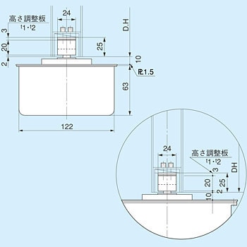 D-22 フロアヒンジ一般ドア用 中心吊自由開き 1台 大鳥機工 【通販