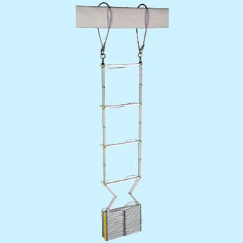 □非難はしご 作業はしご アルミ三列縄ばしご-