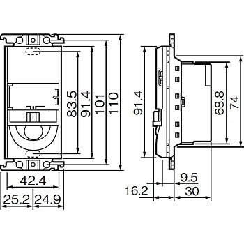 WTK1524W 住宅向 トイレ壁取付熱線センサ付自動スイッチ 1個