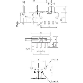 フジソク スライドスイッチ 1回路 2接点 300 mA @ 30 V dc ニデックコンポーネンツ(日本電産コパル電子/フジソク)