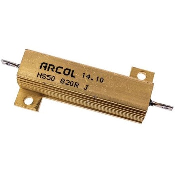 Arcol 大電力用，メタルクラッド抵抗器，50W，820Ω，±5% ARCOL(OHMITE)