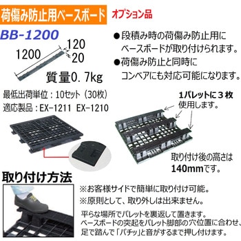 EX1211BK NPC 輸出梱包用プラスチックパレットEX1211 片面四方差し 黒