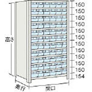 63V812C11 軽量棚引出し付 890×315×1804 プラ透明小66 TRUSCO