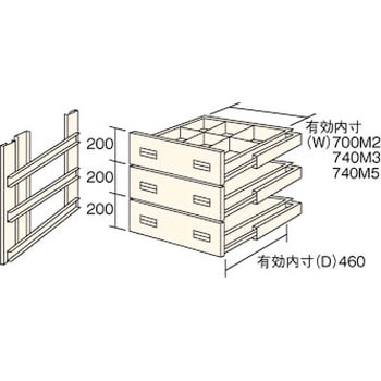 中量棚M2用浅型3段引出し TRUSCO