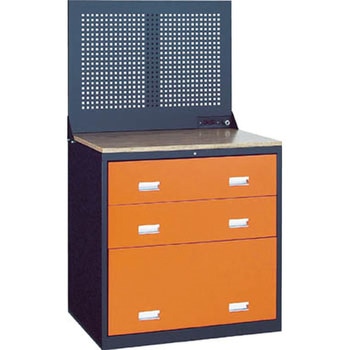 スリーロックキャビネット(3段引出)天板・パンチングパネル付 TRUSCO