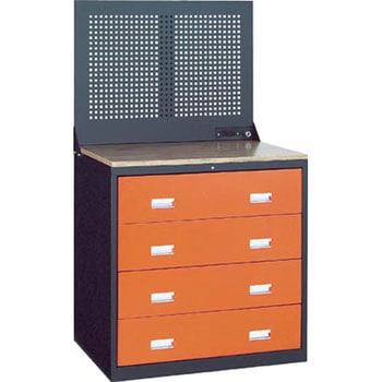 スリーロックキャビネット(4段引出)天板・パンチングパネル付 TRUSCO