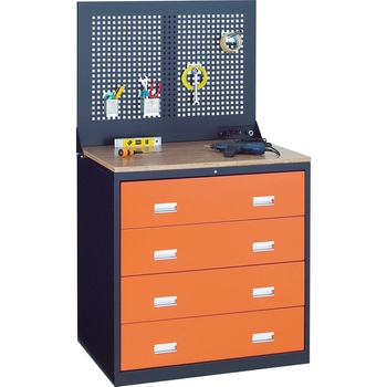 スリーロックキャビネット(4段引出)天板・パンチングパネル付 TRUSCO