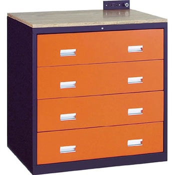 スリーロック中量キャビネット(4段引出)天板付 TRUSCO