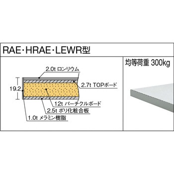 LEWR型軽量作業台薄型引出2段 TRUSCO