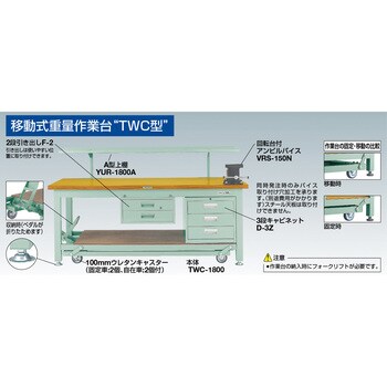 トラスコ中山/TRUSCO TW型作業台 1800×900×H740 TW1809(2406772) JAN