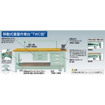 STWC1800P1 TW型移動式重量作業台ボード/パネル付鉄製天板1800X750