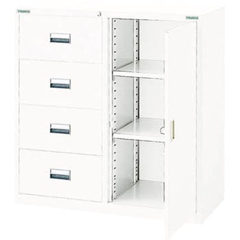 TRUSCO スタンダード書庫（D400）コンビ4段片開