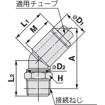 45°エルボユニオン KQ2K (シール剤なし) ミリサイズ SMC