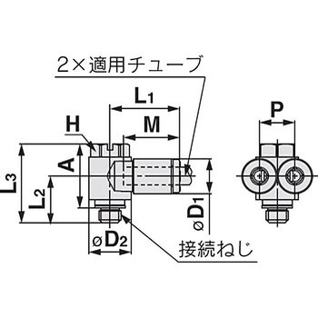 ブランチユニバーサルエルボ KQ2Z (ガスケットシール) ミリサイズ SMC