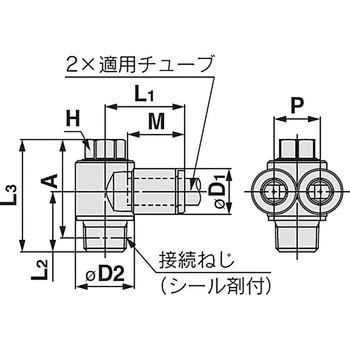 ブランチユニバーサルエルボ KQ2Z (シール剤付) インチサイズ SMC