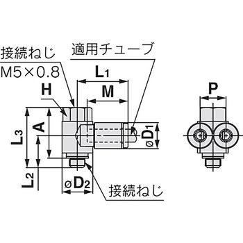 ブランチユニバーサルメスエルボ KQ2ZF (ガスケットシール) ミリサイズ SMC