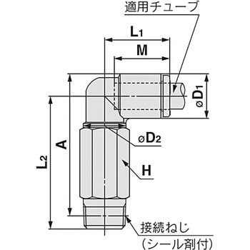 ロングエルボユニオン KQ2W (シール剤付) ミリサイズ SMC