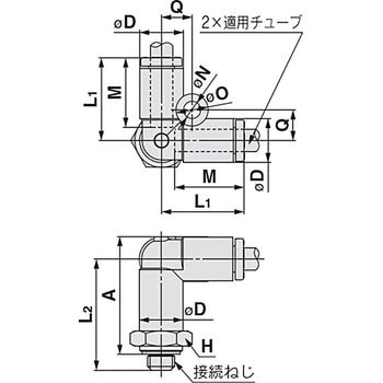 デルタユニオン KQ2D (ガスケットシール) ミリサイズ - SMC
