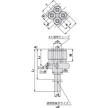 ダブルブランチユニオンワイ KQ2XD ミリサイズ SMC 配管用ワンタッチ管