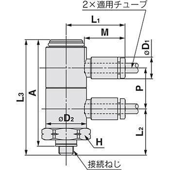 ダブルユニバーサルエルボ KQ2VD (ガスケットシール) インチサイズ SMC