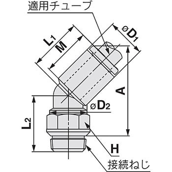45°エルボユニオン KQ2K (ガスケットシール) ミリサイズ SMC