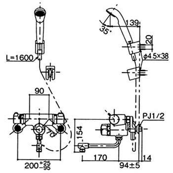 TMY147C サーモスタットシャワー金具(自動水止め) スプレー(節水)シャワー 1個 TOTO 【通販モノタロウ】