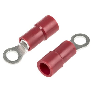 RS Pro 絶縁 丸形圧着端子， スタッド径：M3， 赤， 22AWG to 16AWG RS PRO