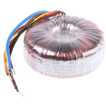 RS Pro トロイダルトランス，1次：230V ac，2次：2 x 30V ac，電力：160VA RS PRO