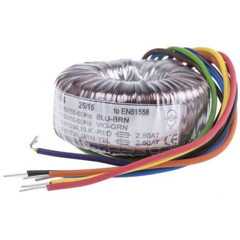 RS Pro トロイダルトランス，1次：115 V ac， 230 V ac，2次：2 x 6V ac，電力：30VA RS PRO