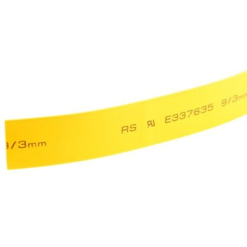 RS Pro 熱収縮チューブ， 収縮前 9mm， 収縮後 3mm， スリーブ長さ 5m ポリオレフィン， 黄 RS PRO