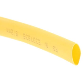 RS Pro 熱収縮チューブ， 収縮前 6mm， 収縮後 2mm， スリーブ長さ 7m ポリオレフィン， 黄 RS PRO